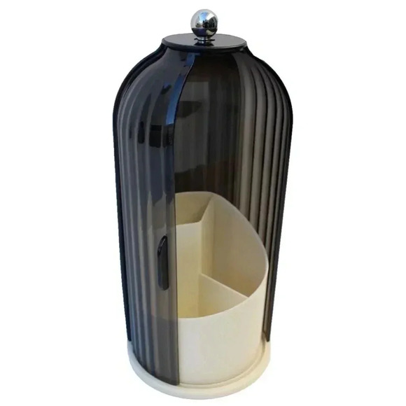 New MCM Retro Art Deco Black Rotating Makeup Organizer Carousel Vanity - Picture 3 of 4